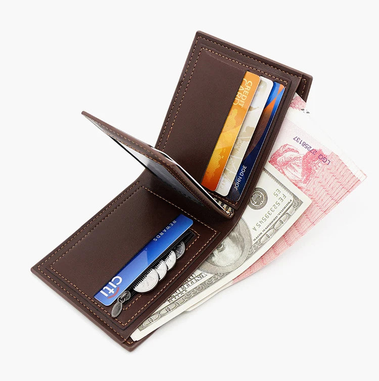 Free Name Customized Men Wallets New Short Luxury Card Holder Small Mens Clutch Wallet PU Leather Coin Pocket Zipper Male Purses