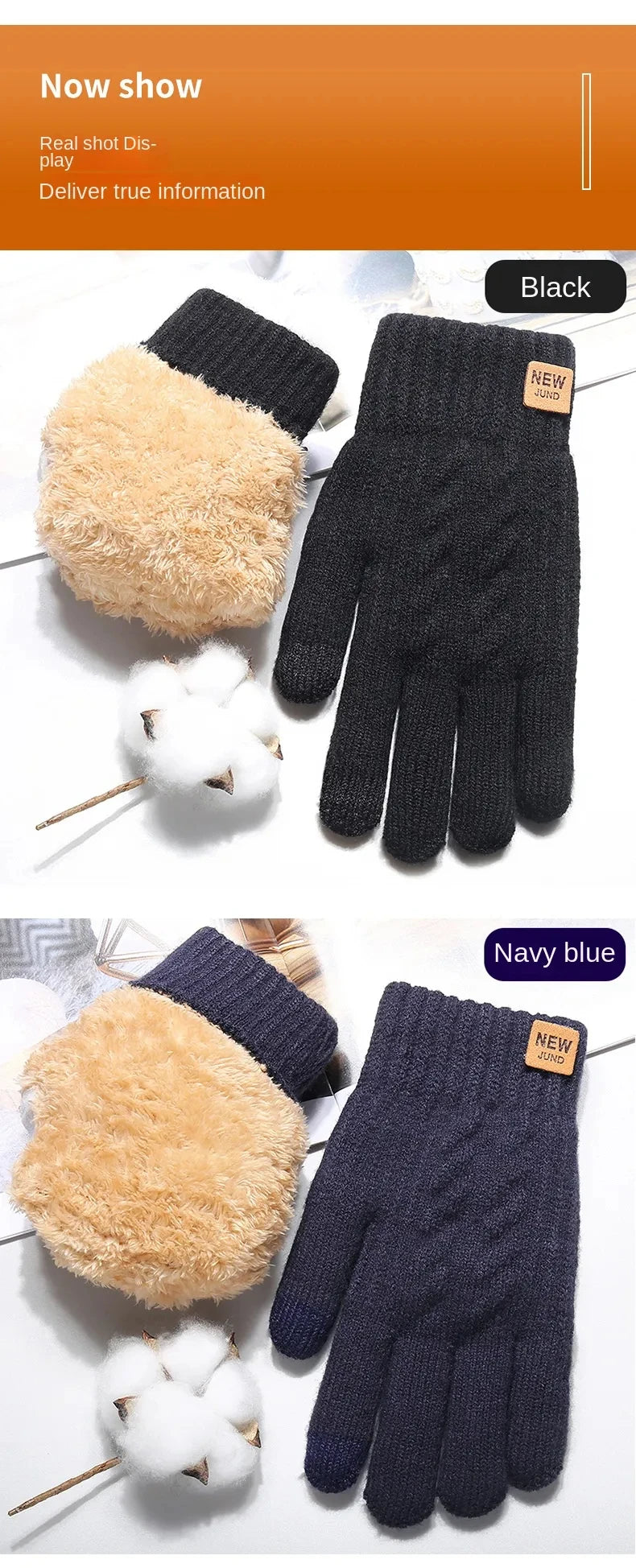 Men Knitted Thick Thermal Full Finger Gloves Women Men Fashion Winter Outdoor Warm Wool Driving  Gloves Touchscreen Mittens