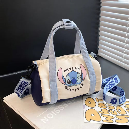 Stitch Canvas Bucket Bag Cute Cartoon Handbag Casual All-match Crossbody Bag Portable Anime Satchel Tote Women Fashion Backpacks