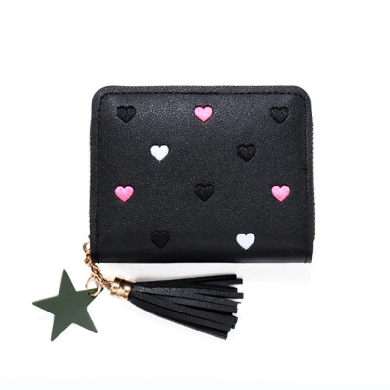 Women Wallet Ladies Mini Small Short Tassel Wallet Cute Girl Zipper Pu Leather Coin Purse Female Hand Wallet Purse