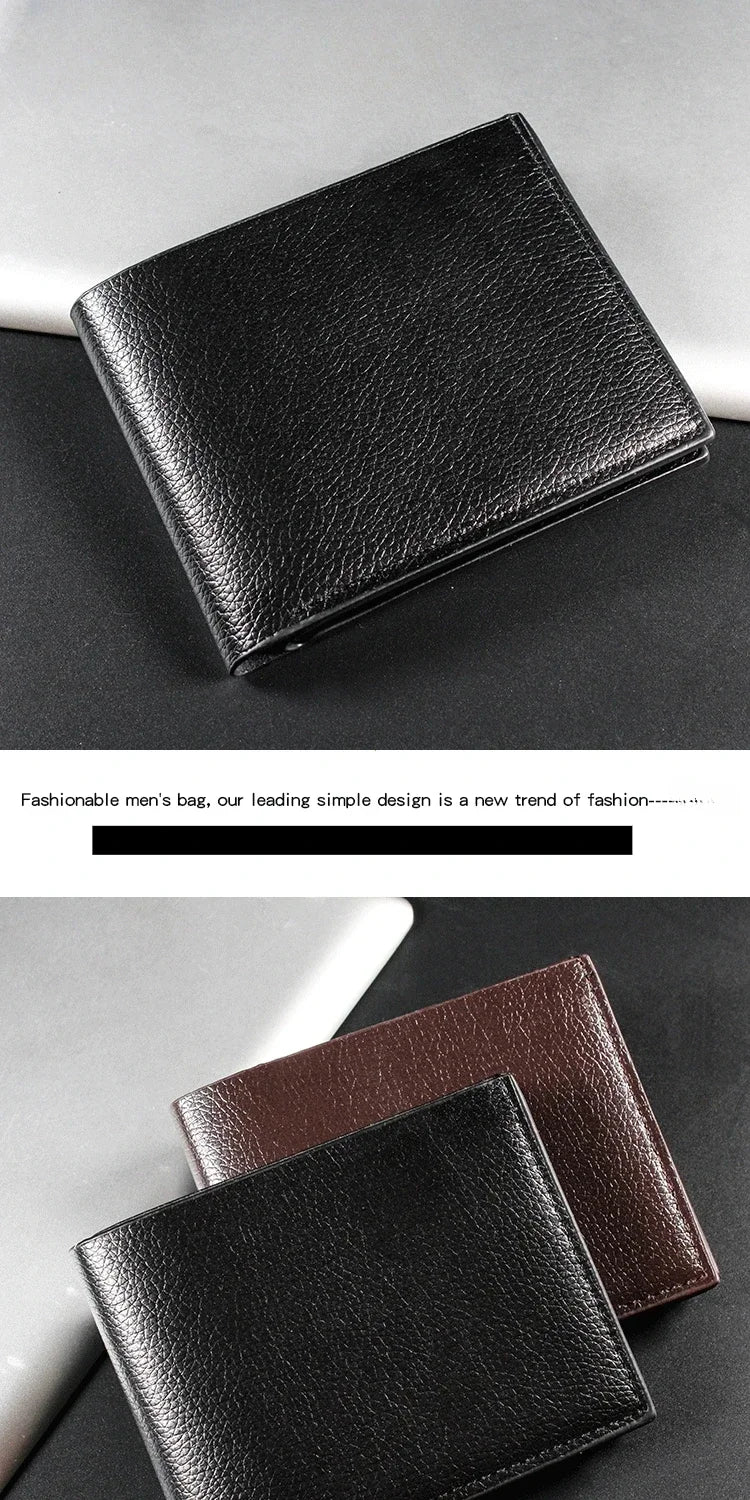 Men's Wallet Genuine Leather Men Wallets Premium Product Real Cowhide Wallets for Man Short Black Walet Portefeuille Homme