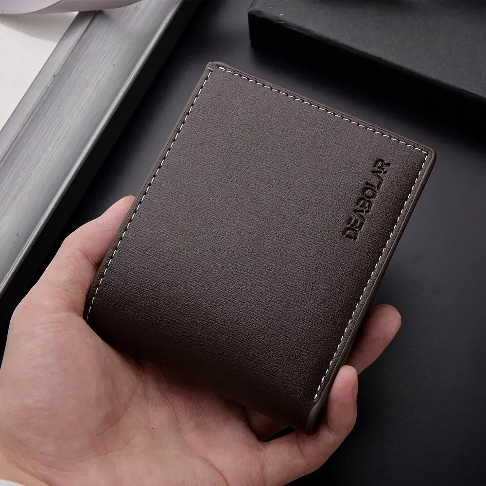 New Pu Leather Men Short Wallet Thin Style Folding Young Men Credit Card Holder Wallet Men Multi-slot Newly Designed Purses