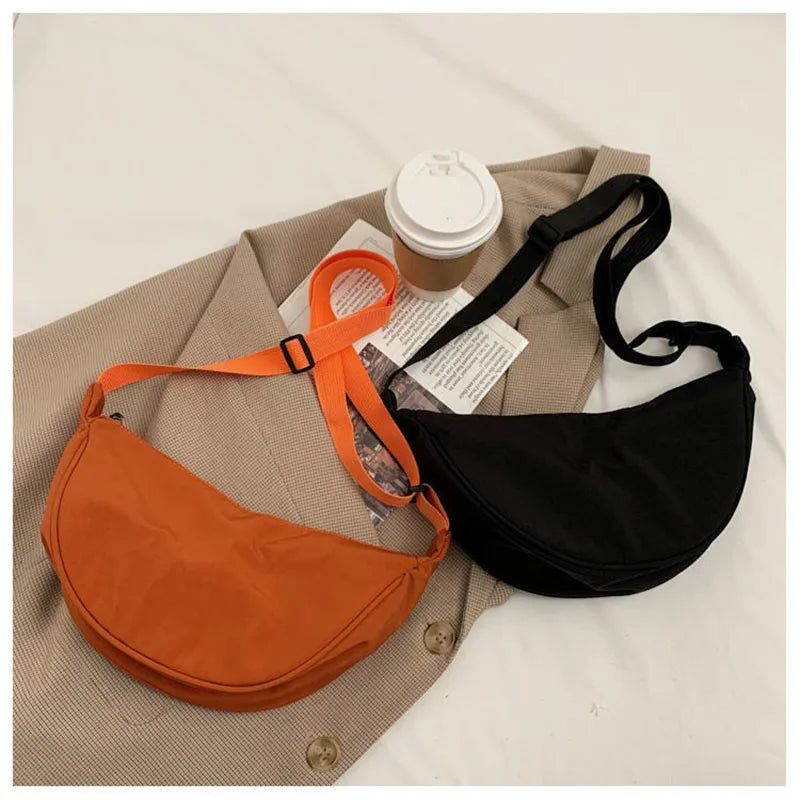 2023 New Nylon Messenger Bags Fashion Dumpling Bag for Women Nylon Crossbody Bag Half Moon Armpit Bag Large Shoulder Bags