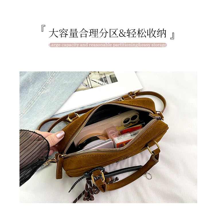 Autumn/winter retro frosted small bag female 2024 new popular cross-body bag HOT handbag bowling bag