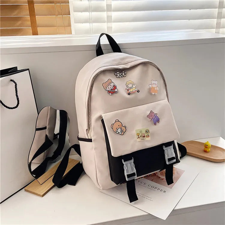 New Female Backpacks Women Cartoon High Capacity Nylon Waterproof College Backpack Trendy Women Laptop Girl Travel School Bags