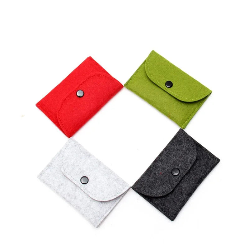 Unisex Felt Coin Purse Bag Women Girls Mini Zipper Coin Wallet Case Casual Square Money Change Card Key Holder Pouch