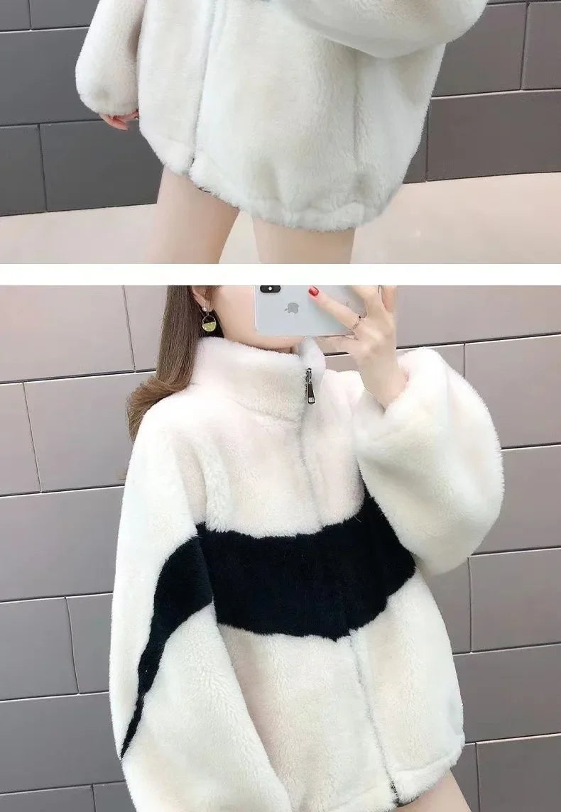 2024 Spring New Women's Thickened Stylish Double-sided Fleece Zipper Jacket Integrated Sweatshirt Long Hair Velvet Hoodies