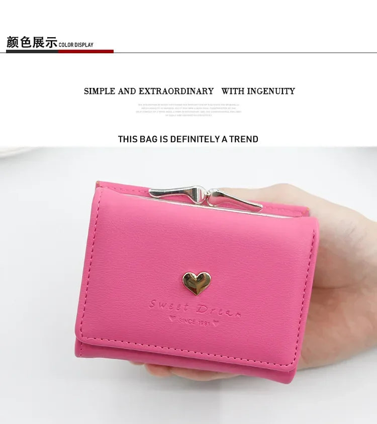 New Fashion Purse Female Short Version of Students Fresh Folding Mini Metal Wallet Cute Purse Lady Coin Purse for Female Lovely