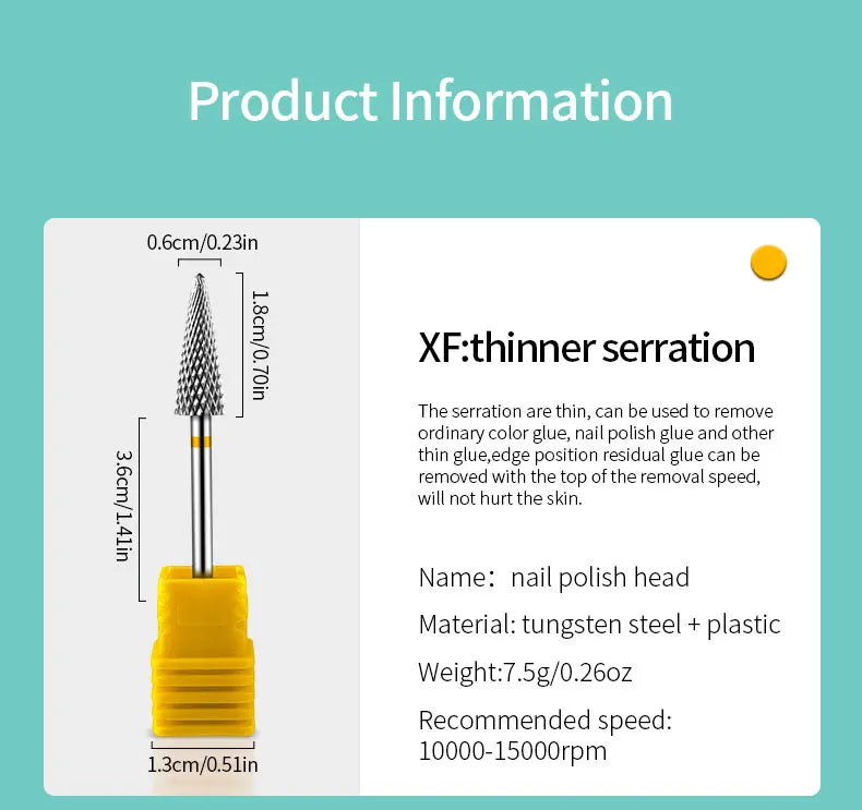 رؤوس مثقاب أظافر من كربيد التنجستن، ملحقات مثقاب مانيكير كهربائي، قواطع طحن لإزالة طلاء الأظافر الجل، أدوات الأظافر