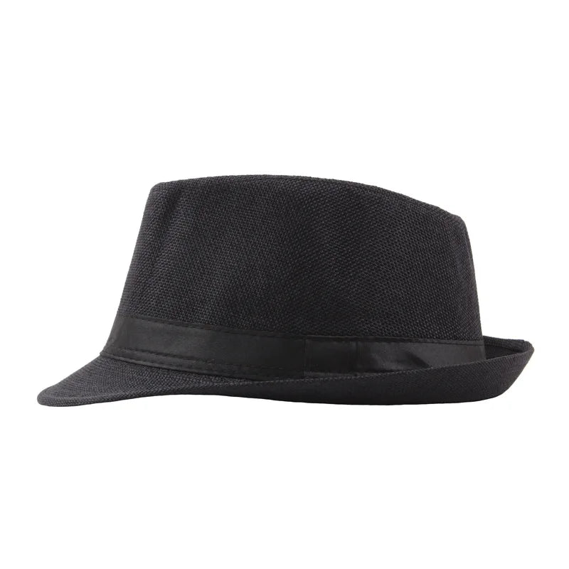 Chapeau de paille à large bord tendance pour hommes et femmes, couleur unie, Fedoras, Jazz, casquette de soleil, extérieur, décontracté, Panama, chapeaux de cowboy