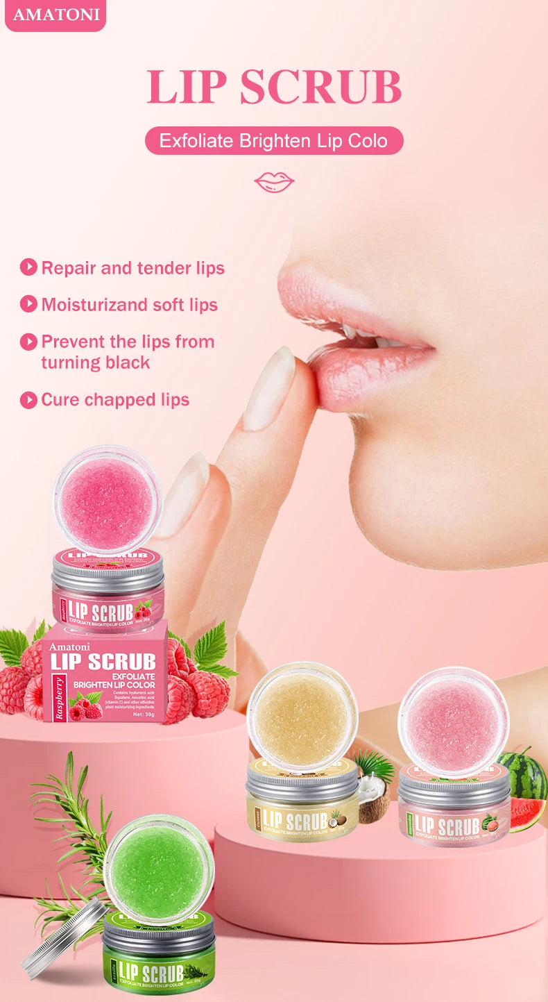 Lip scrub 30g raspberry vanilla coconut watermelon lip brighten exfoliating lip moisturizing gift for women