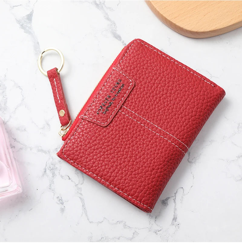 New Yellow Women Wallet Soft PU Leather Female Purse Mini Hasp Card Holder Coin Short Wallets Slim Small Purse Zipper Keychain