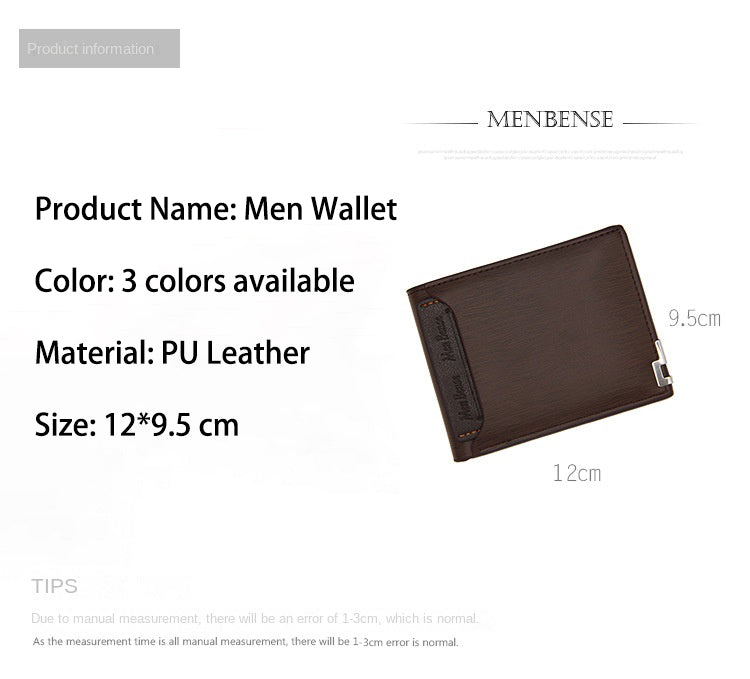 Fashion Men's	Wallet PU Leather Short Card Holder Purse for Men Luxury Designer Billfold Male Portable Small Cardholder Wallets