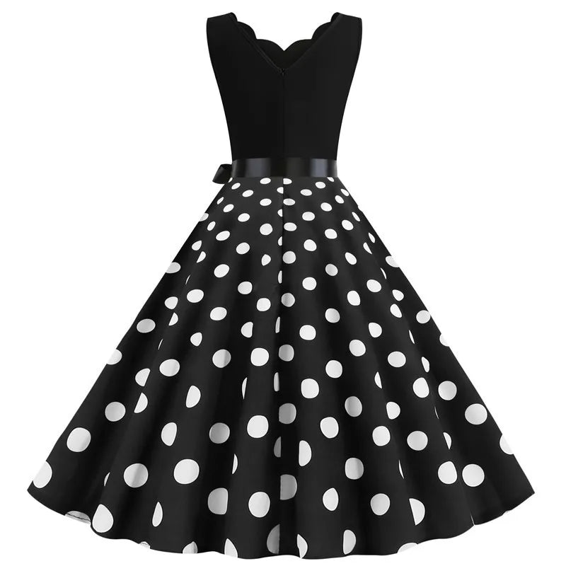 Women's A-Line Rockabilly Dress Polka Dots Swing Dress Flare Dress with Accessories Set 1950s 60s Retro Vintage