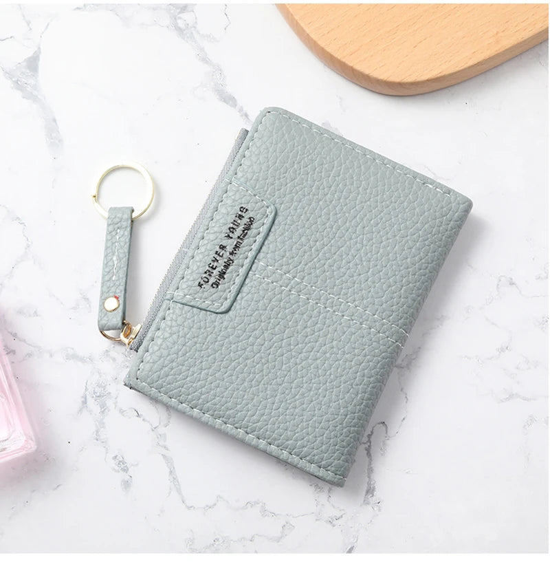 New Yellow Women Wallet Soft PU Leather Female Purse Mini Hasp Card Holder Coin Short Wallets Slim Small Purse Zipper Keychain