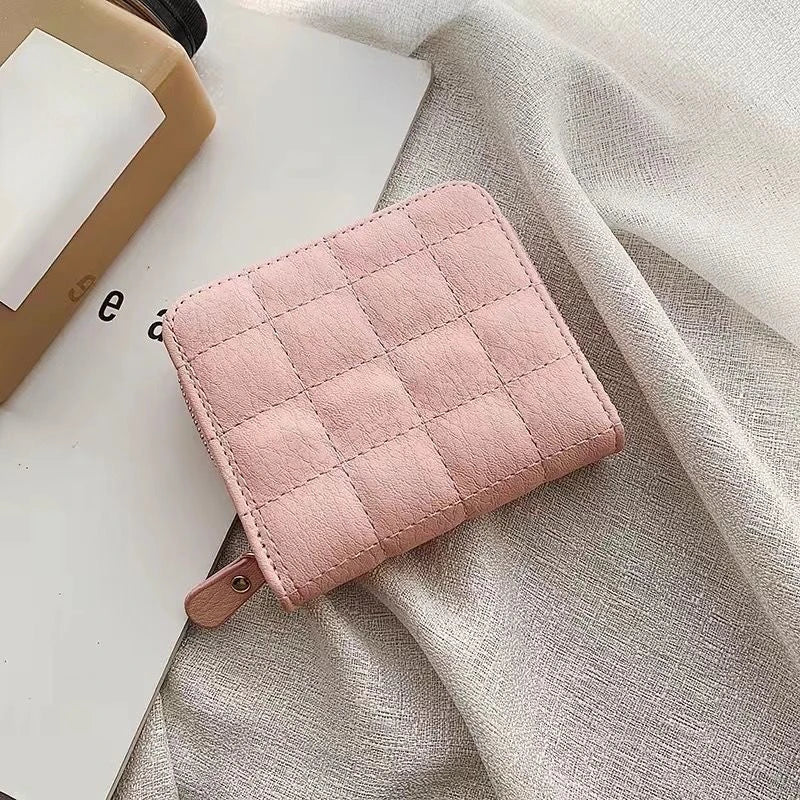 New Women Small Wallet Ladies Mini Solid Wallet Cute Girl Short Zipper Pu Leather Coin Purse Female Hand Wallet