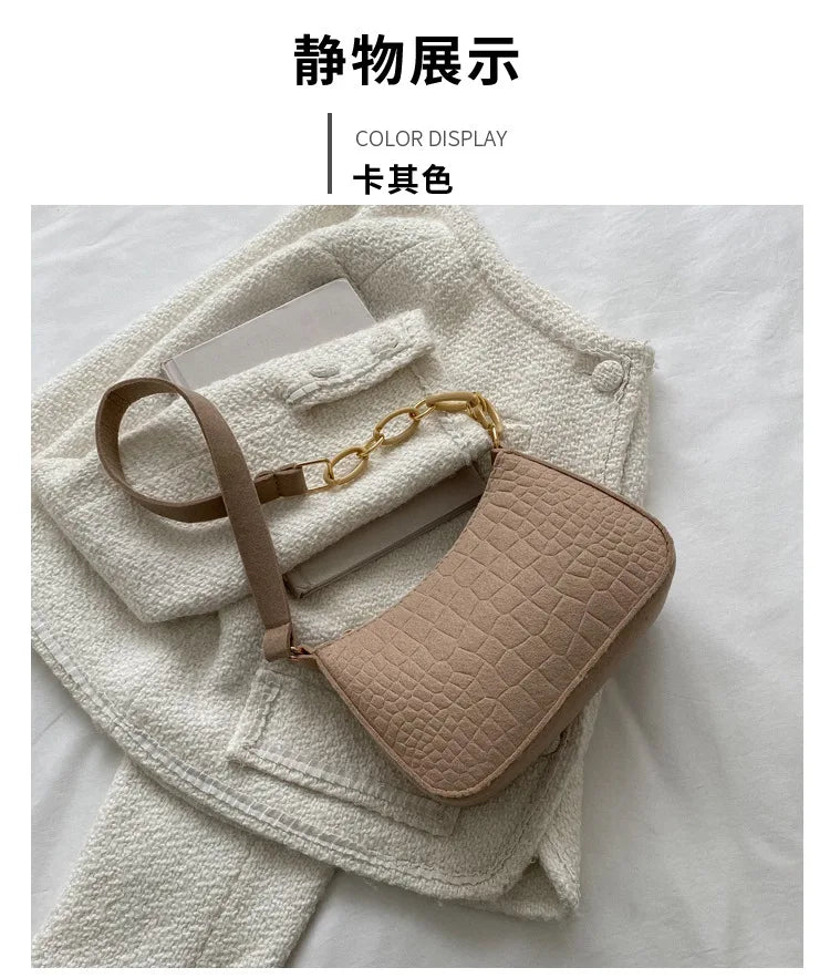 Fashion Felt Shoulder Bags for Women Women's Subaxillary Bag Design Advanced Texture Armpit Handbags Purses Crescent Saddle Bag