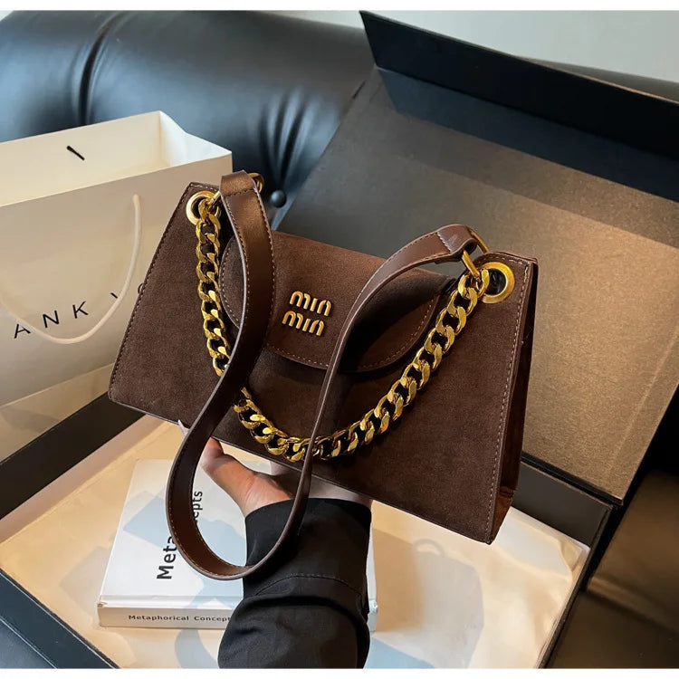 Metal Letter Designer Brand Handbags Top Handle Luxury Shoulder Bags Solid Color Elegant Crossbody Bags Fashion Bags For Women