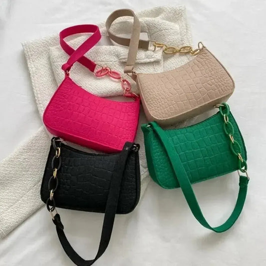 New Felt Bag Textured Crocodile Niche Underarm Bag Fashion Chain Tote Women's Bag