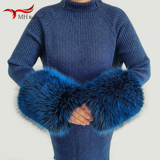 Winter Faux Fur Cuff Sleeves Luxury Fake Fur Cuffs Female Thicken Warm Plush Windproof Wristband Oversleeve