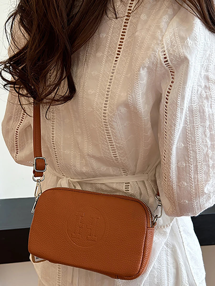 Simple Fashion Women's Handbags High Quality Head Layer Cowhide Female Crossbody Bags Retro Trendy Girl Shopping Bolsas Wallet