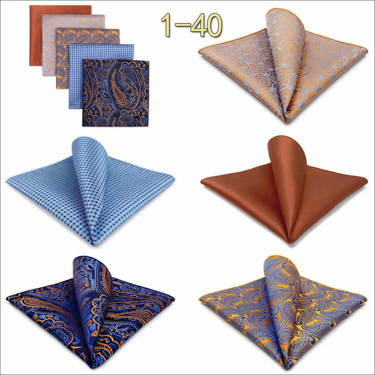 5 Pieces Mens Pocket Squares Wedding Handkerchiefs Set Fashion Formal Bundle Luxury Unique