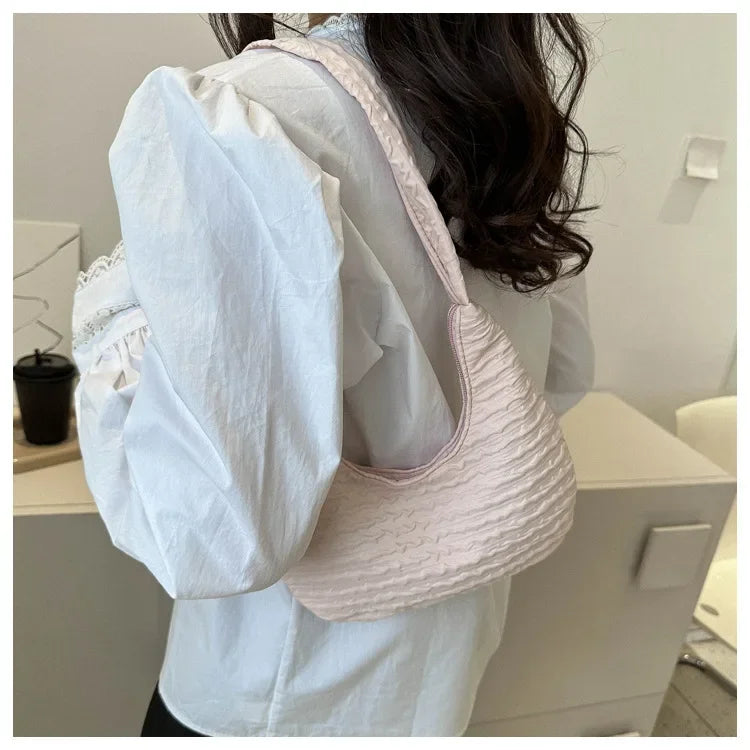 2023 Korean Version Soft Women Shoulder Bag Casual Simple Handbags Designer Artistic Style Underarm Bag Sweet Dumplings Bag