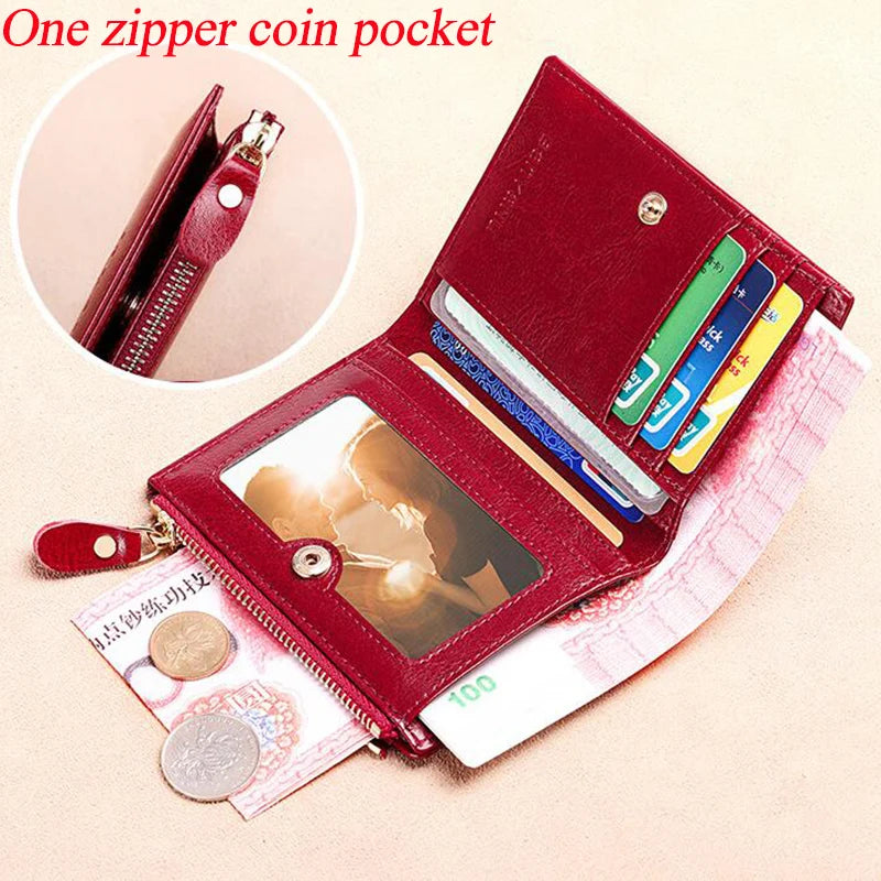 Anti RFID Woman Small Genuine Leather Purse 2024 New Design Ultra Thin Coin Wallet for Women Fashion Gifts