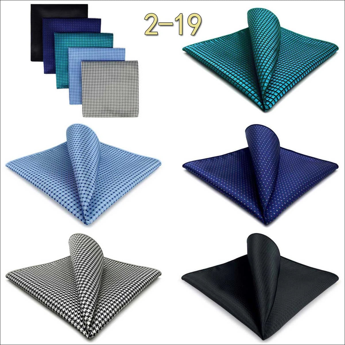 5 Pieces Mens Pocket Squares Wedding Handkerchiefs Set Fashion Formal Bundle Luxury Unique