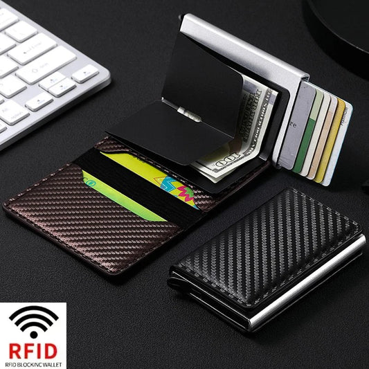 Men Credit Card Holder Wallet Slim Aluminum Men Wallet ID Credit Card Holder Mini RFID Wallet Automatic Pop Up Bank Card Case