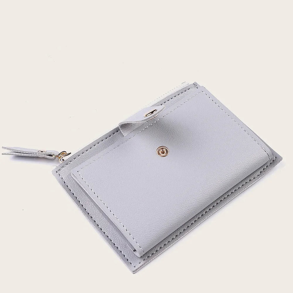 Women Fashion Small Wallet Purse Solid Color PU Leather Mini Coin Purse Wallet Credit Card Holder Bags Zipper Coin Purse