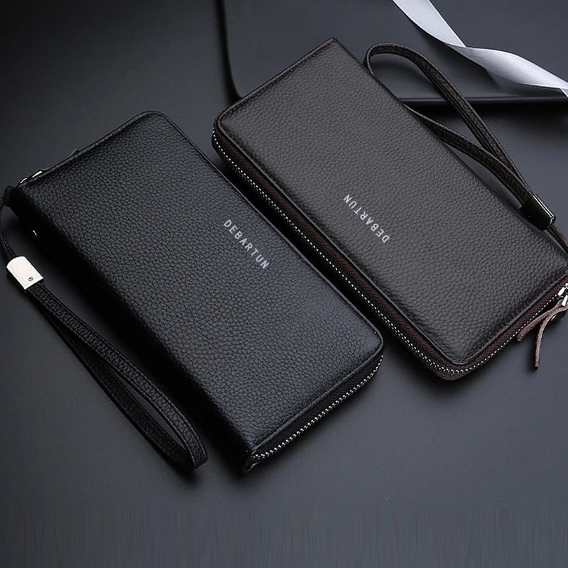 New Color Men`s Long Wallet for Men RFID Blocking Clutch Organizer Zipper Leather Business ID Credit Card Holder Purse