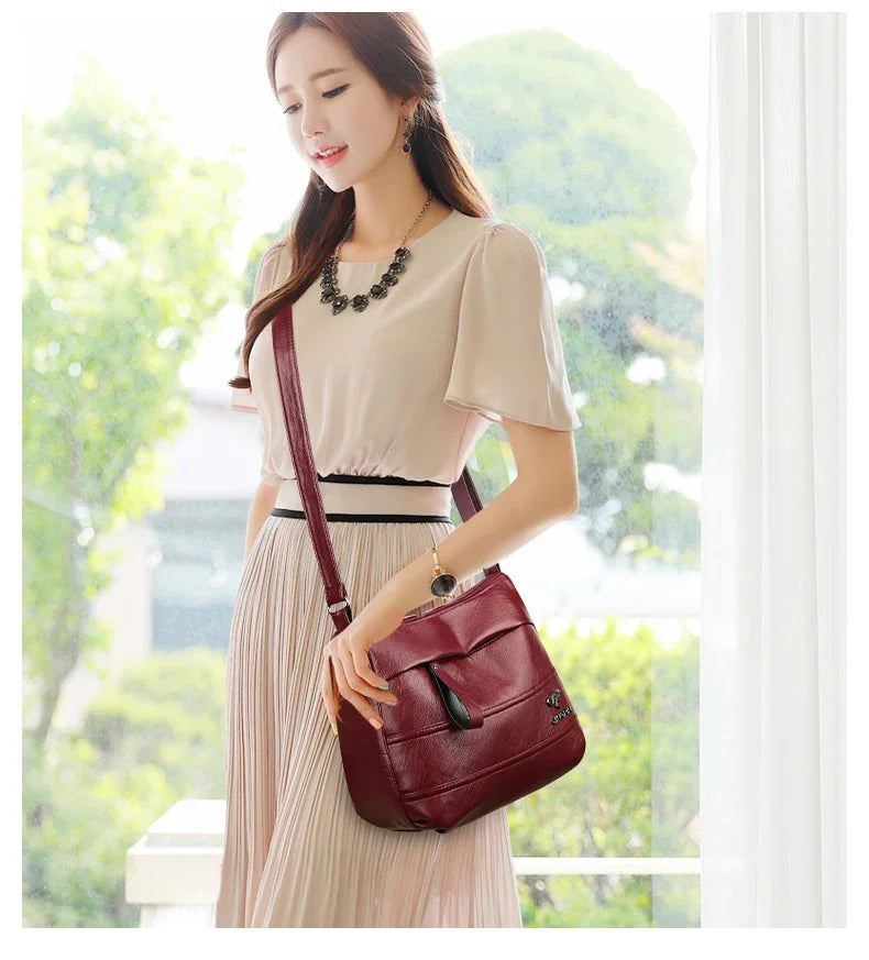 Elegant Leather One Shoulder Handbag Shopping Bag 2024 New Women's Fashion Handbag Sheepskin grain Beautiful Lady Crossbody Bag