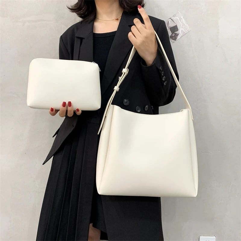 LEFTSIDE Fashion Leather Tote Bag For Women 2023 Tend Female Simple Large High Capacity Shoulder Side Bag Handbags And Purses