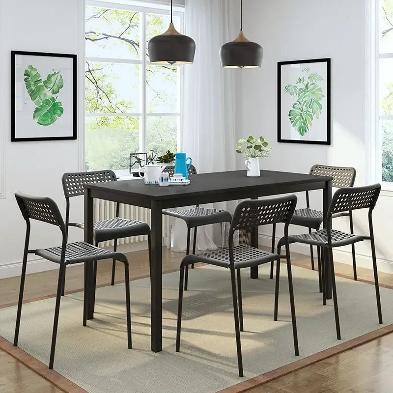 dining table 110*70 set with 4 chairs MDF inmetal legs in powder coated, simplicity dining room set