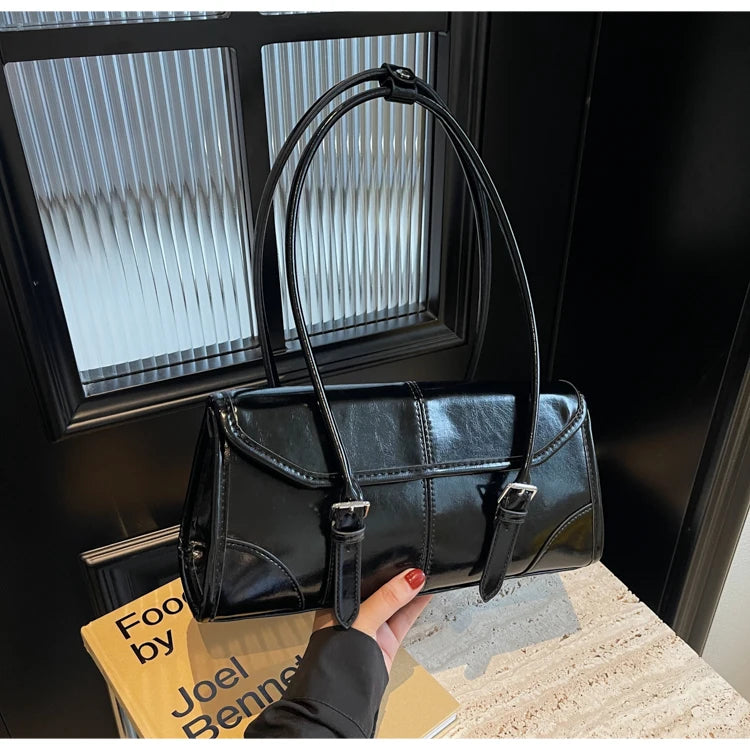 High End Burgundy Oil Wax Leather Underarm Bag Elegant Women's Magnetic Buckle Shoulder Bag Commuter Versatile Ladies Tote Bags