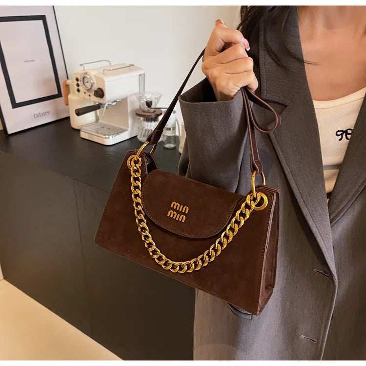 Metal Letter Designer Brand Handbags Top Handle Luxury Shoulder Bags Solid Color Elegant Crossbody Bags Fashion Bags For Women