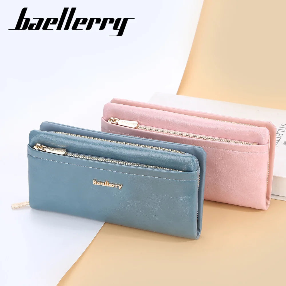 Women Wallets Long Purses for Women with Zipper Coin Pocket Top Quality Card Holder Female Red Soft Leather Wallet Ladies Purse