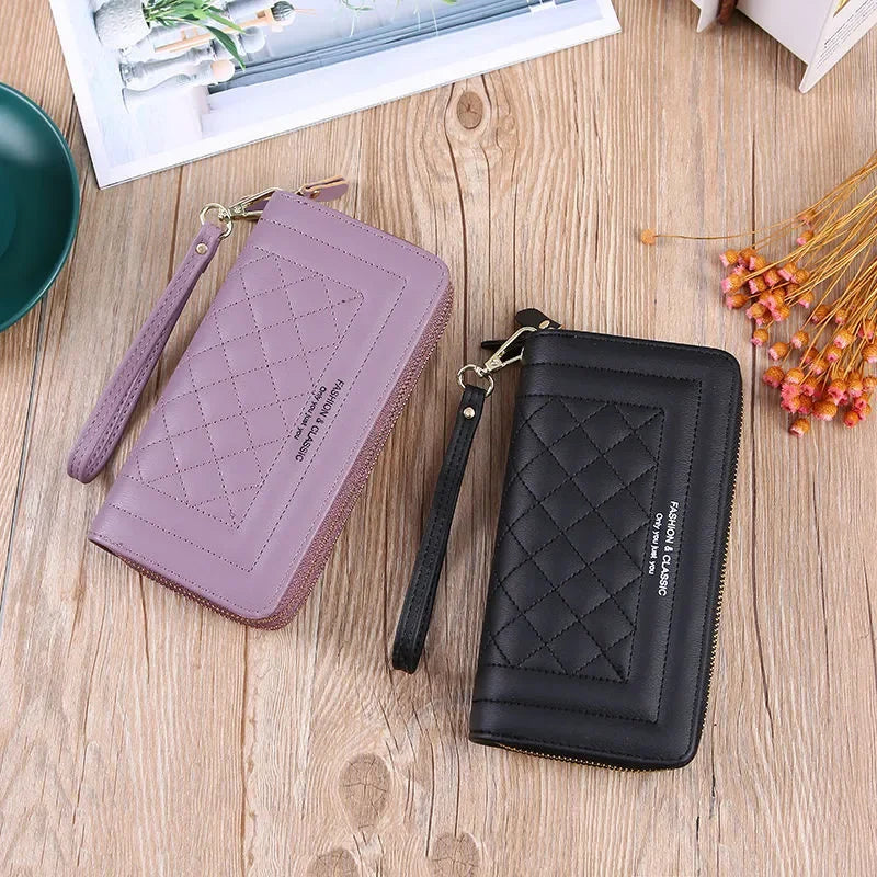 Long Wallet for Women Female Tassel Coin Purse Card Holder Wallets Double Zipper PU Leather Clutch Bags Luxury Money Phone Bag