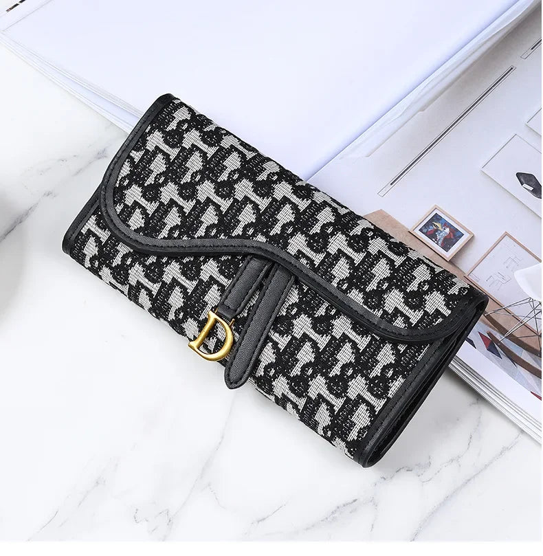 Retro Wallet Women's Long Large Capacity Buckle Multi Carda Multi Functional Trifold Handbag Card Wallets Coin Purse Cute Wallet