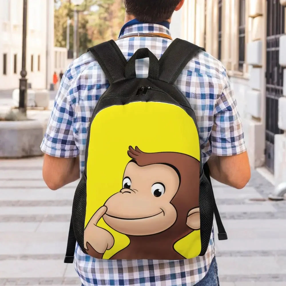 Customized Curious George Backpacks Women Men Casual Bookbag for School College Monkey Bags