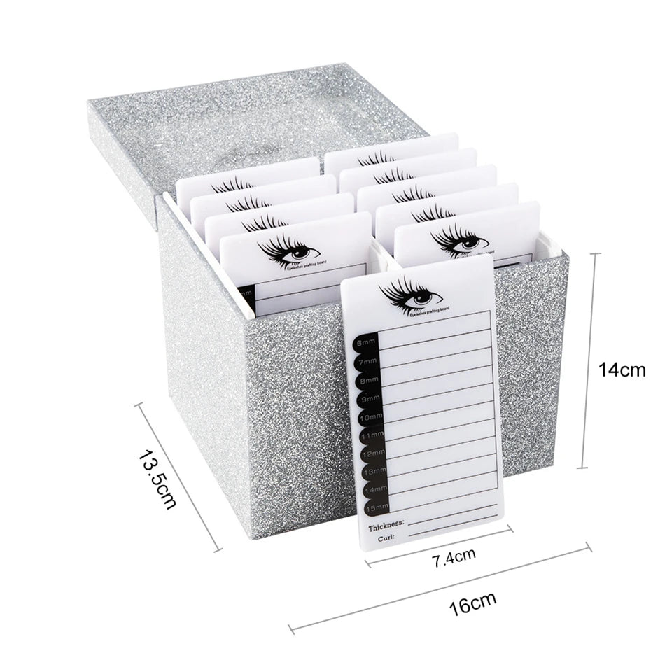صندوق تخزين وصلات الرموش وحامل الرموش الأكريليكي ولوحة الرموش وبلاط الرموش الكبير وغطاء مقاوم للغبار وأدوات المكياج التجميلية