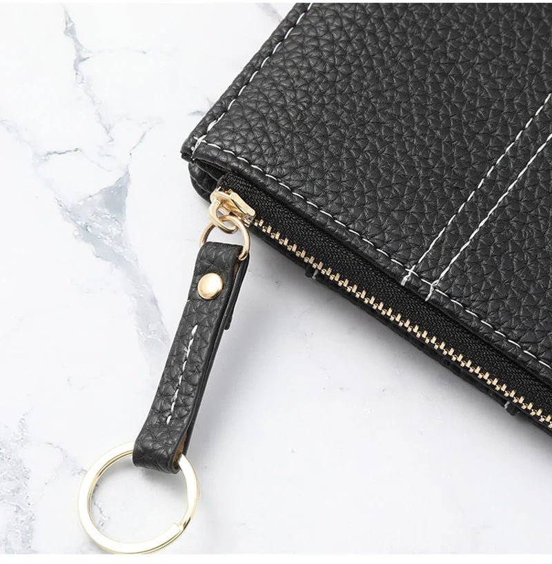 New Yellow Women Wallet Soft PU Leather Female Purse Mini Hasp Card Holder Coin Short Wallets Slim Small Purse Zipper Keychain