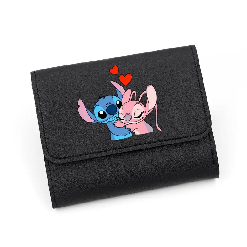 Disney Lilo &Stitch Women Short Small Wallets Student Triple Fold Card Holder Girl ID Bag Card Holder Coin Purse Ladies Wallets