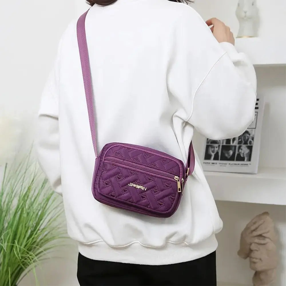 New Fashion Embroidery Bag Women's Zipper Handbag Women Nylon Square Handbags Lady's Shoulder Cross Body Female Bag