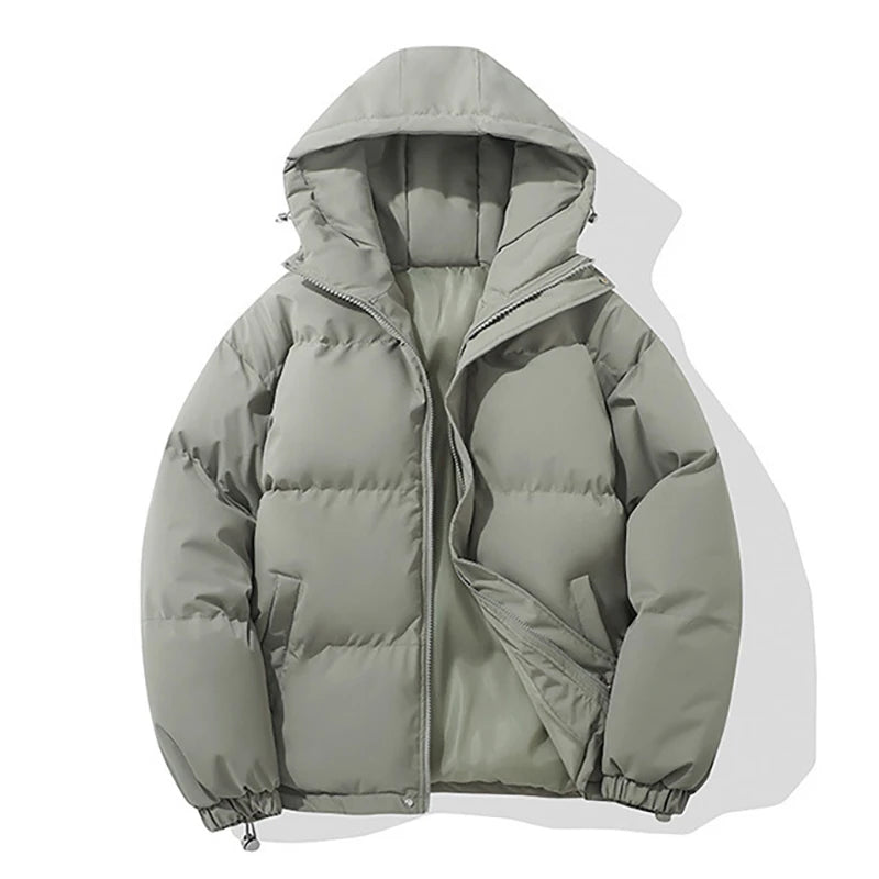 Automne Hiver Nouveaux Hommes Parkas À Capuche Solide Chaud Couple Veste Extérieure Décontractée Vêtements Manteaux Hommes Coton Rembourré Vestes De Sport