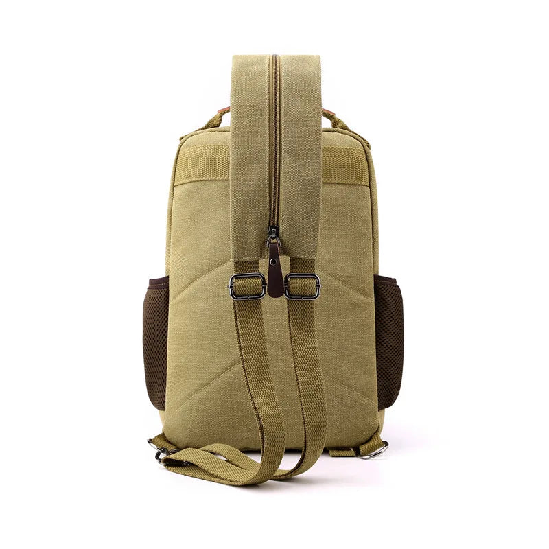 Small Mens Backpack Canvas Casual Backpacks for Men 2024 Mini Male School Bag Rucksack Man Multi-function Crossbody Bag Travel