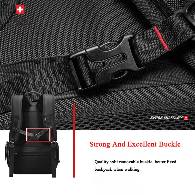 SWISS MILITARY Travel Backpack Men Hiking And Climbing Large-Capacity Backpack Fashion Expandable USB Bag Waterproof Backpack