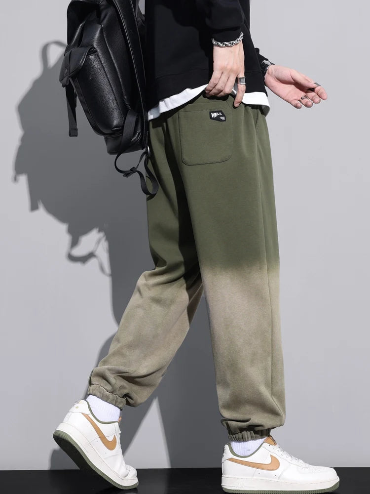 Big Size Men's Jogger Sweatpants 8XL 7XL 6XL Sportswear Gradient Color Baggy Pants Wash Cotton Casual Loose Track Trousers Male