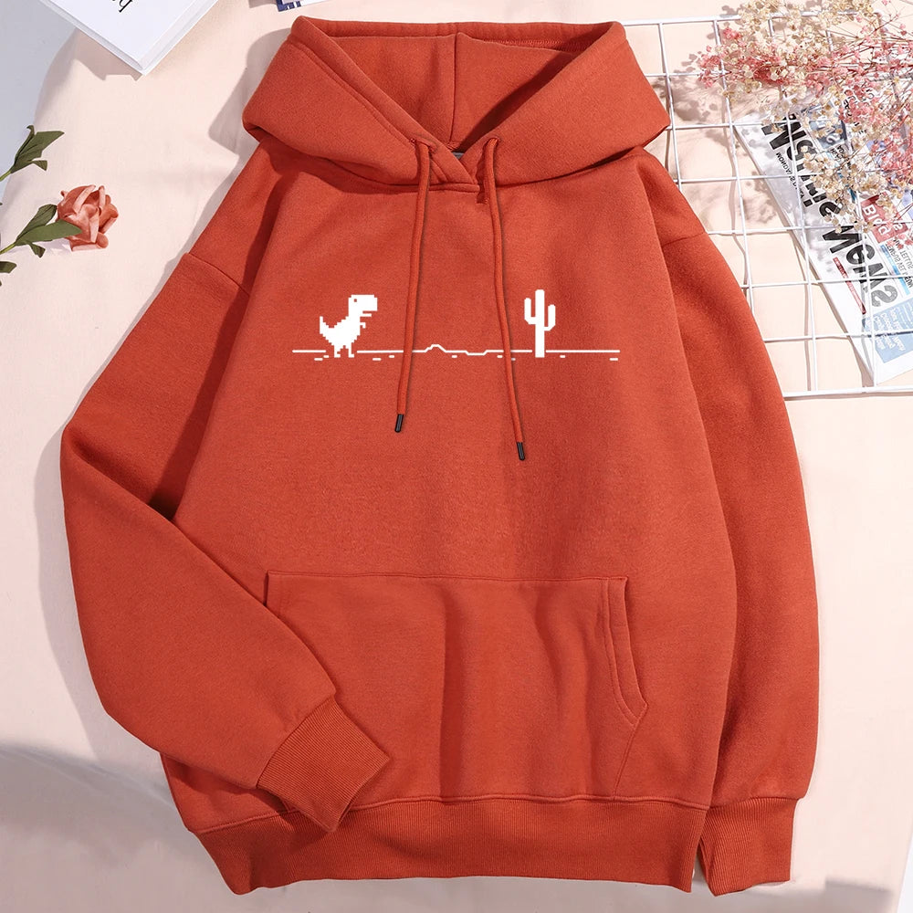 Sweat à capuche pour homme et femme, motif petit dinosaure, dysfonctionnement du réseau, nouveau, épais, mignon, avec poche, automne, chaud, col rond